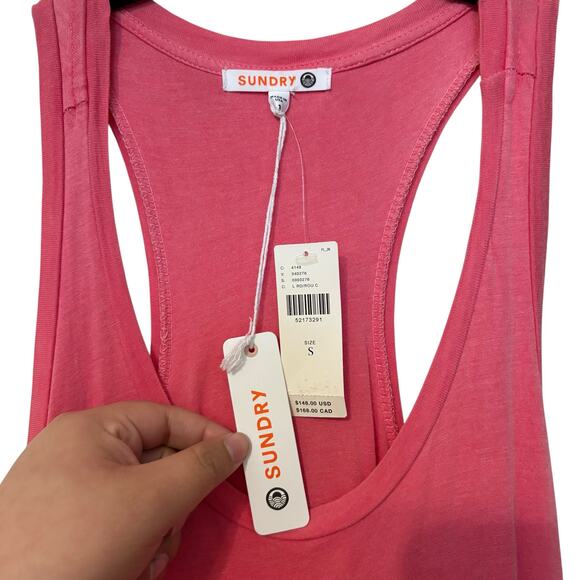 New Anthropologie Sundry Pink Modal Tiered Sleeveless Maxi Dress Size 1 Small - Picture 4 of 8